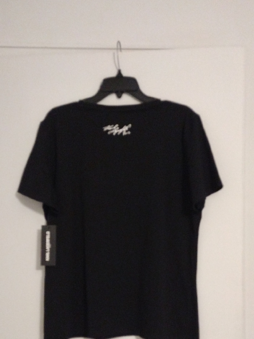 Karl Lagerfeld Black T-Shirt with Silver Rhinestone Cat - Picture 4 of 8